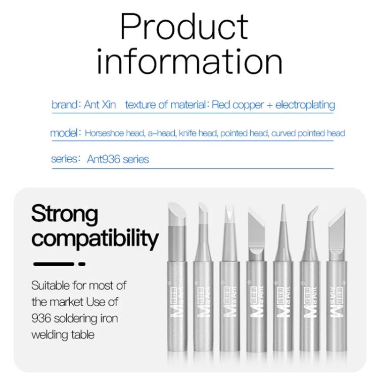 Universal soldering iron tips compatible with 936-series irons, multiple head shapes