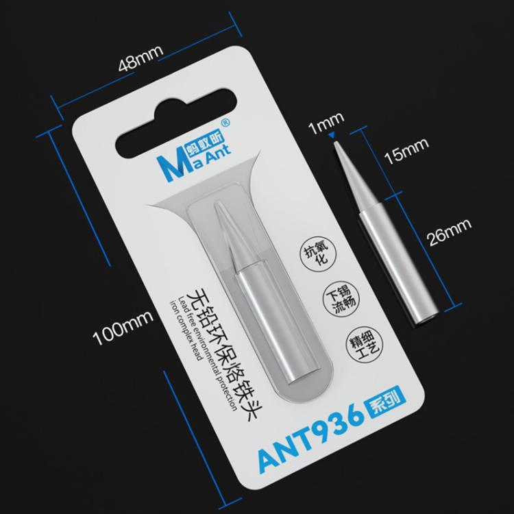 MaAnt ANT936 series lead-free soldering iron tip in blister pack with one replacement tip