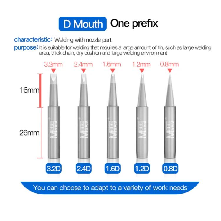 D mouth soldering iron tips set, one prefix sizes 3.2D to 0.8D
