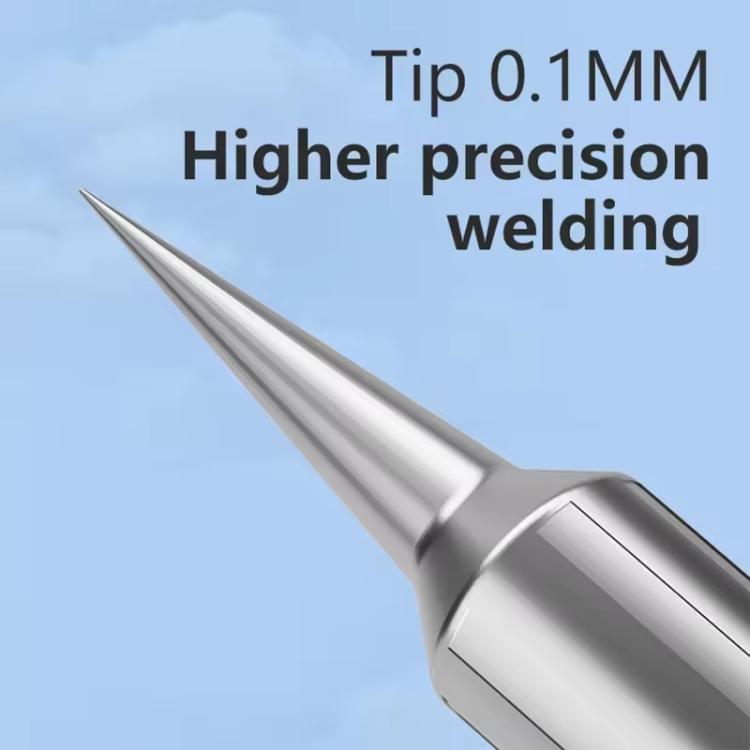 Precision soldering iron tip with a pointed metal cone for detailed welding