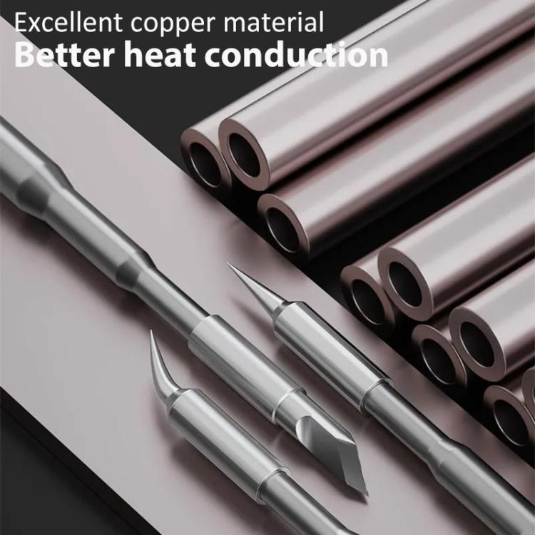 Universal copper soldering iron tips, multiple interchangeable shapes, silver-gray