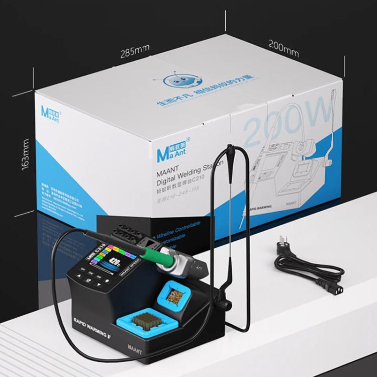 Precision digital welding station set with soldering handle, blue screen, and included cables