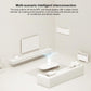 White no-mist humidifier near furniture with vented top and front indicator