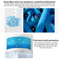 Blue pleated humidifier filter element shown inside white housing