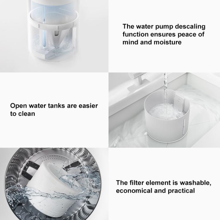 White 6L no-mist humidifier with open water tank and top filling opening