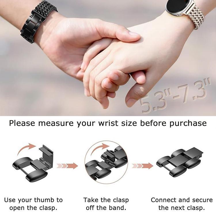 Braided watch band with clasp removal and wrist measurement guide