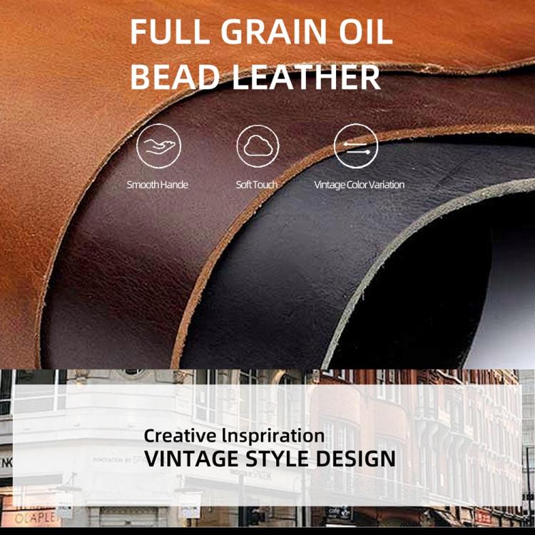 Brown leather coin purse with vintage finish close-up