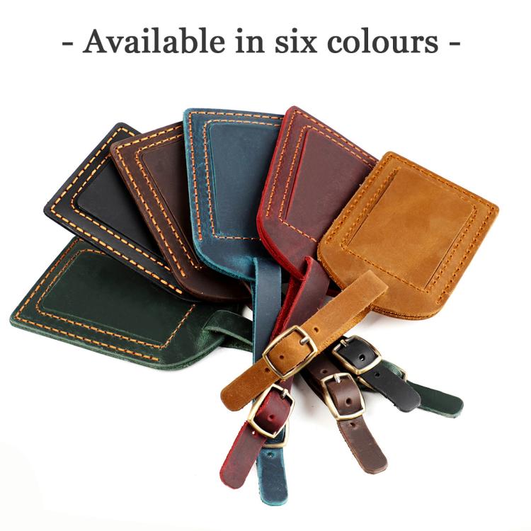 Color options set: leather luggage tags with card pocket and adjustable strap buckles