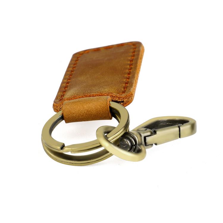 Retro Crazy Horse Genuine Leather Car Key Chain
