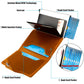 Brown pop-up card holder with bank card pockets and RFID protection layout.