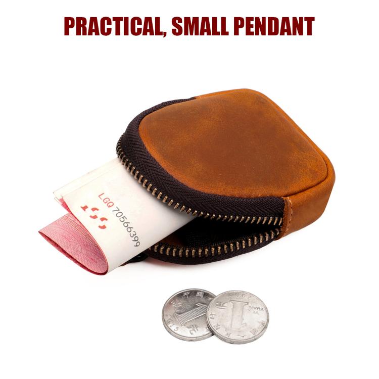 Orange leather shell coin purse with zipper and metal clasp for coins