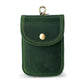 Men's dark green leather small pouch with snap flap and metal keyring