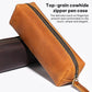 Crazy Horse Leather Stationery Pencil Case Zippered Storage Bag