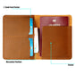 Brown genuine leather passport holder wallet with card pockets, opened view