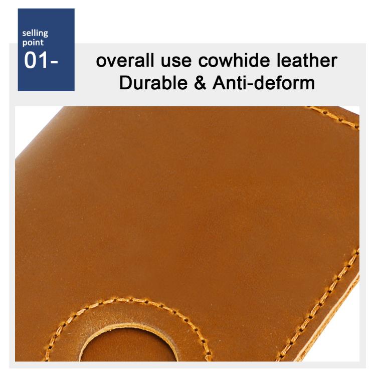 Brown leather cover close-up with stitched edge and curved corner