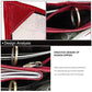Red leather passport holder with metal zipper pull and inner pocket view