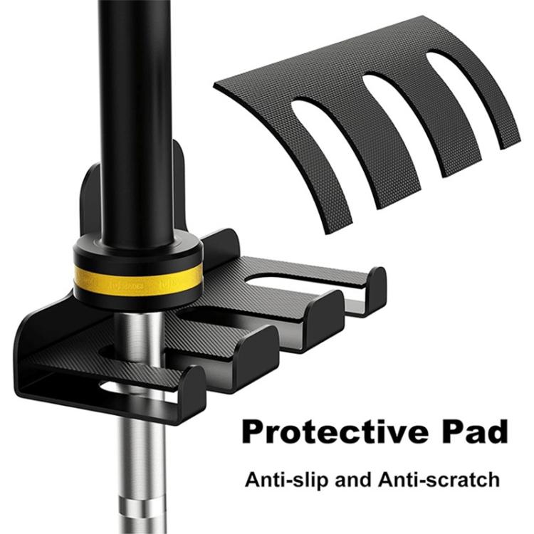 Black padded barbell holder on wall rack with protective anti-slip cradle design