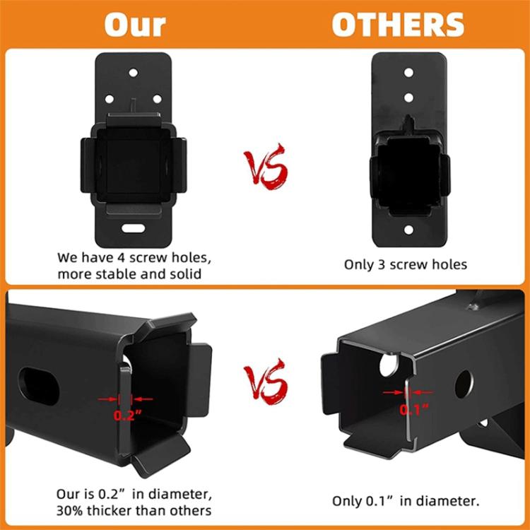 Black wall bracket design with multiple screw holes for bicycle storage