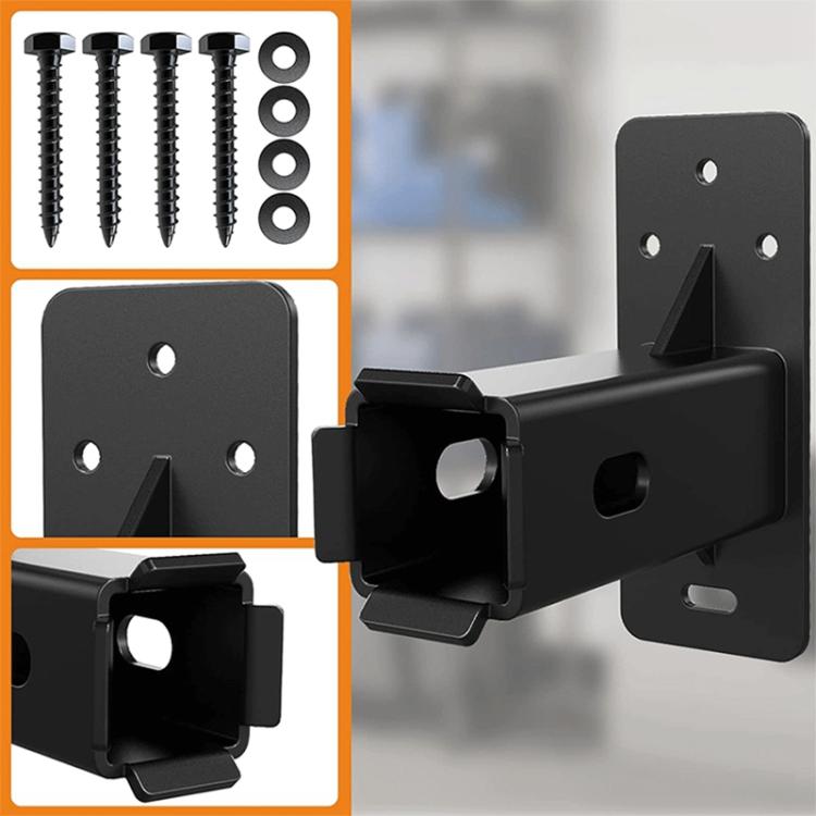 Black bicycle wall mount bracket with screws and washers for installation