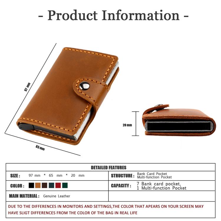 KB256 Retro Crazy Horse Leather RFID Automatic Aluminum Box Card Bag