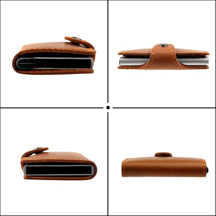 KB256 Retro Crazy Horse Leather RFID Automatic Aluminum Box Card Bag