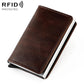Dark coffee RFID card holder wallet with textured leather and snap closure