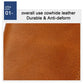 Brown leather RFID card holder, textured grain close-up
