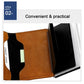 Tan leather RFID card holder with card slot and window cutout
