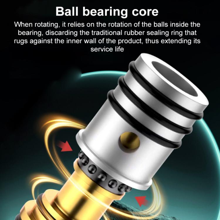 Rotating shower head holder with ball-bearing core in a chrome cartridge