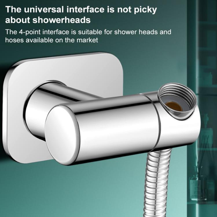 Universal shower head holder with threaded connection and round wall mounting base