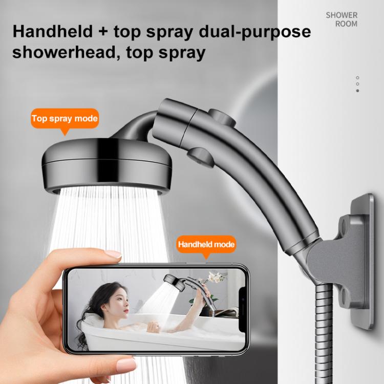 Handheld shower head with wall mount bracket and shower hose, dark gray