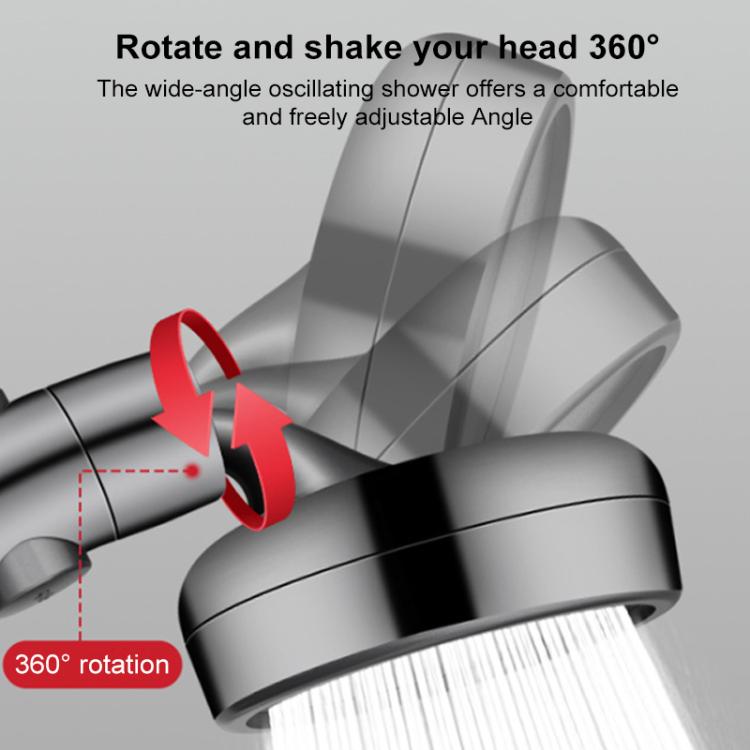 360° rotating shower head with adjustable spray angle, dark gray
