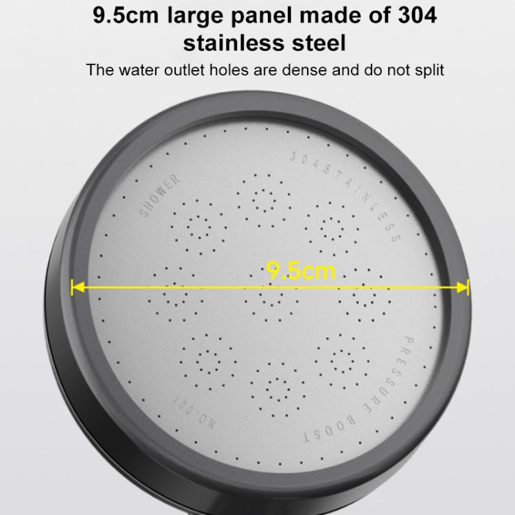 Large round shower head spray panel with many nozzle holes, dark gray