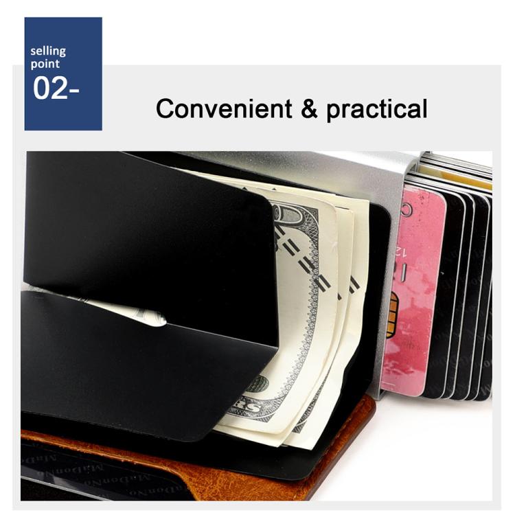 Double-layer card holder showing card slots with cash and cards