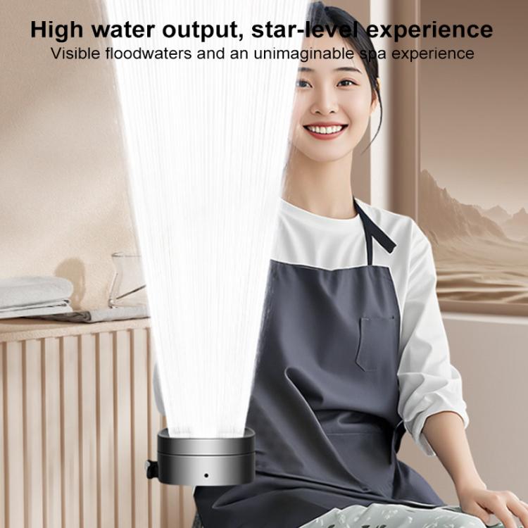 Pressurized shower spray head producing a wide water stream in use