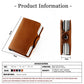 Brown leather RFID card holder with pop-up metal frame view