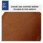 Brown leather RFID card holder close-up with stitched edge and textured finish