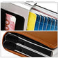 Black aluminum RFID card case with auto-pop lid, holds multiple cards.