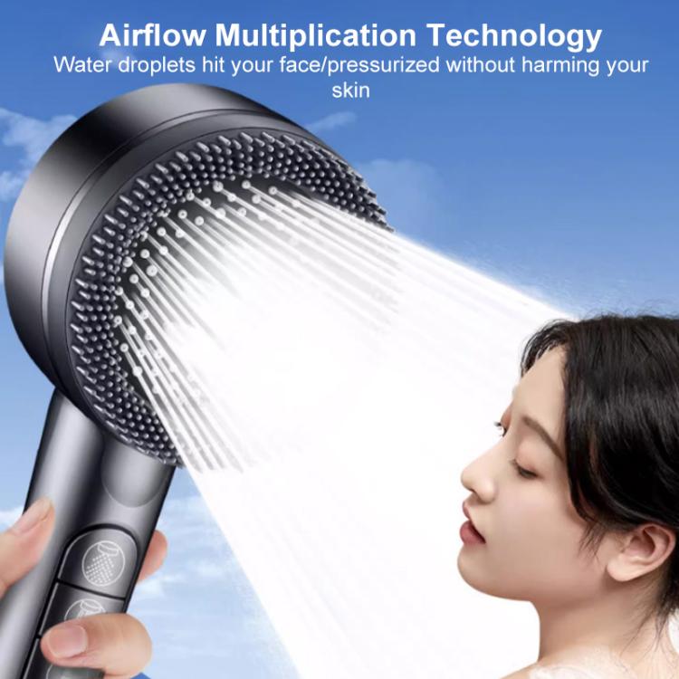 Handheld shower head delivering a fine, high-pressure mist from the round nozzle