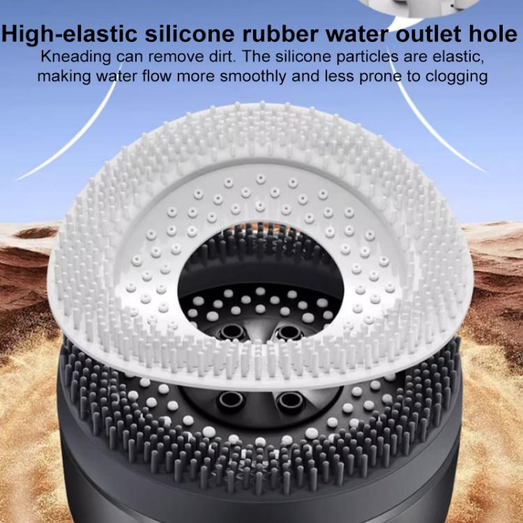 Shower head filter face with white silicone water outlet holes and inner jet openings
