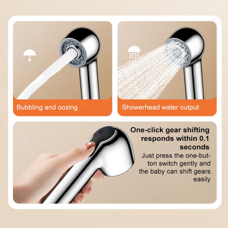 Two-setting shower head with one-click switch, bubble spray nozzle and control