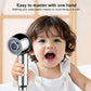 Two-setting shower head, chrome body with gray round spray face