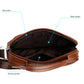 Brown leather shoulder bag open view showing main compartment and inner pockets