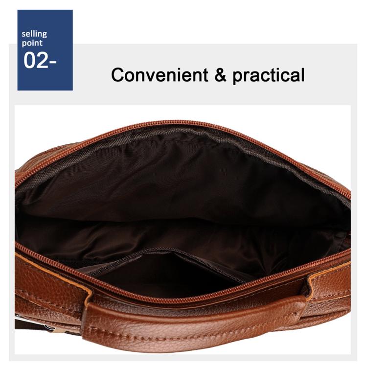 Brown leather crossbody bag interior with zip pocket and smooth lined main compartment
