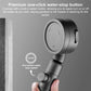 Handheld shower head with stop button and round spray face, adjustable angle hose mount
