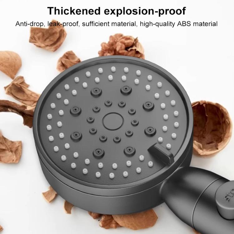 Handheld shower head faceplate with multiple spray nozzles, dark gray