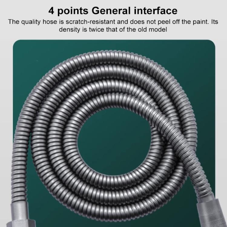 Flexible shower hose with metal-spring style braid, dark gray