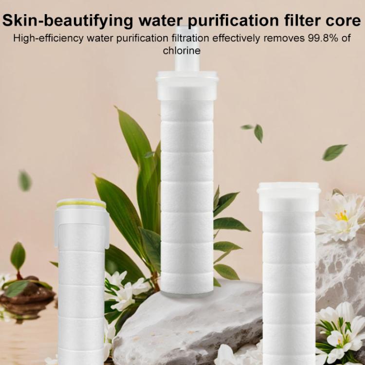 Two white shower filter cartridges for water purification, cylindrical PP cotton cores