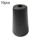 Black plastic furniture support foot, cylindrical shape with central hole on top