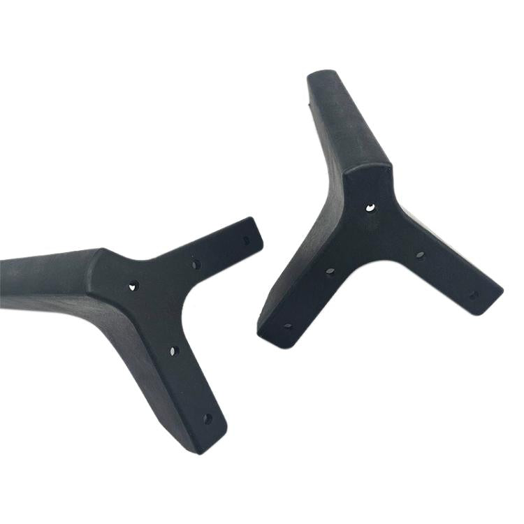 Two three-pronged metal support brackets, dark finish with mounting holes